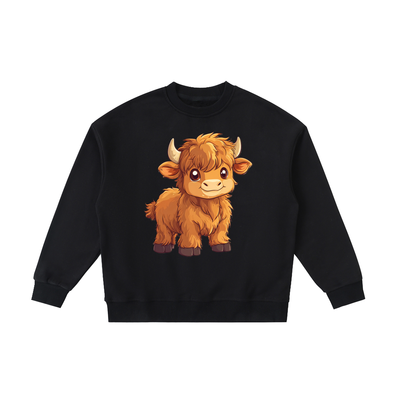 Kids Fleece Crewneck Sweatshirt - Highland Cow