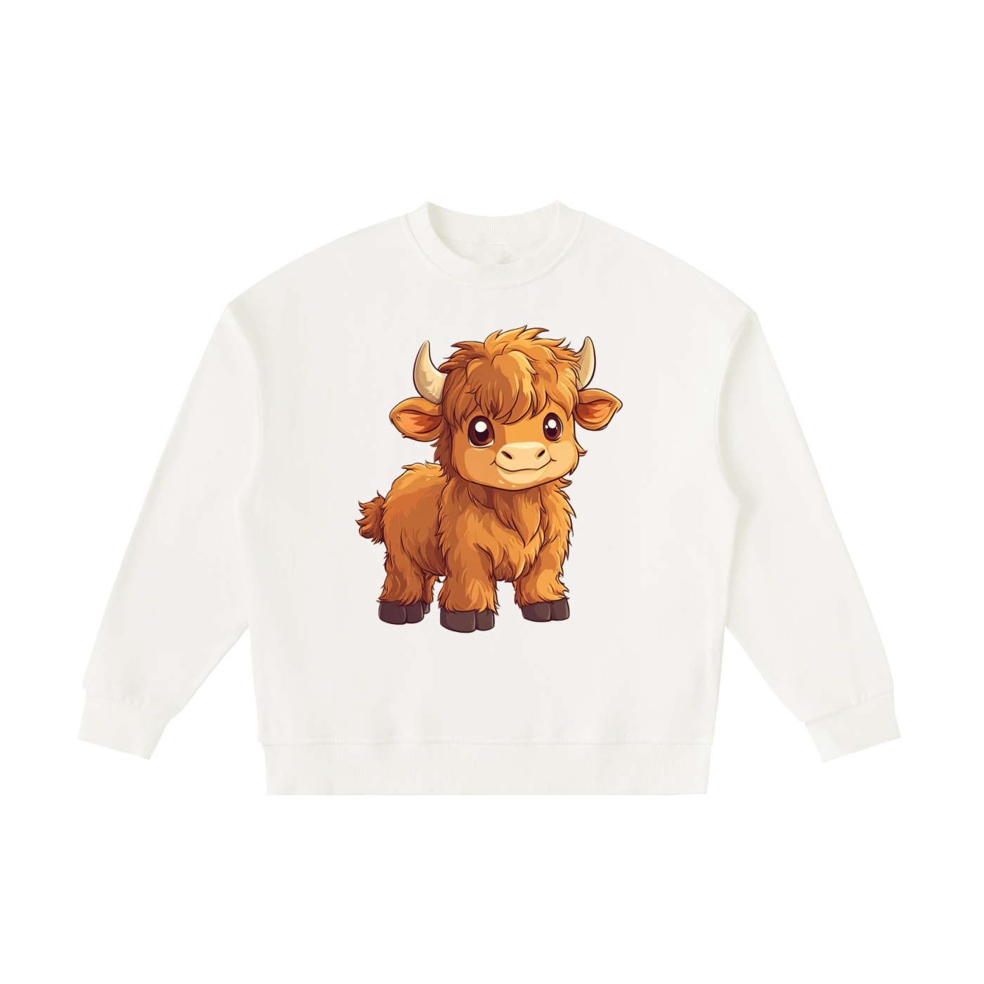 Kids Fleece Crewneck Sweatshirt - Highland Cow