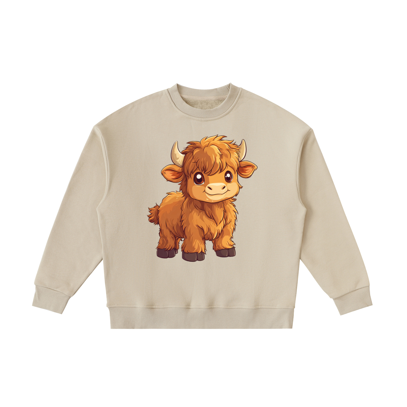 Kids Fleece Crewneck Sweatshirt - Highland Cow
