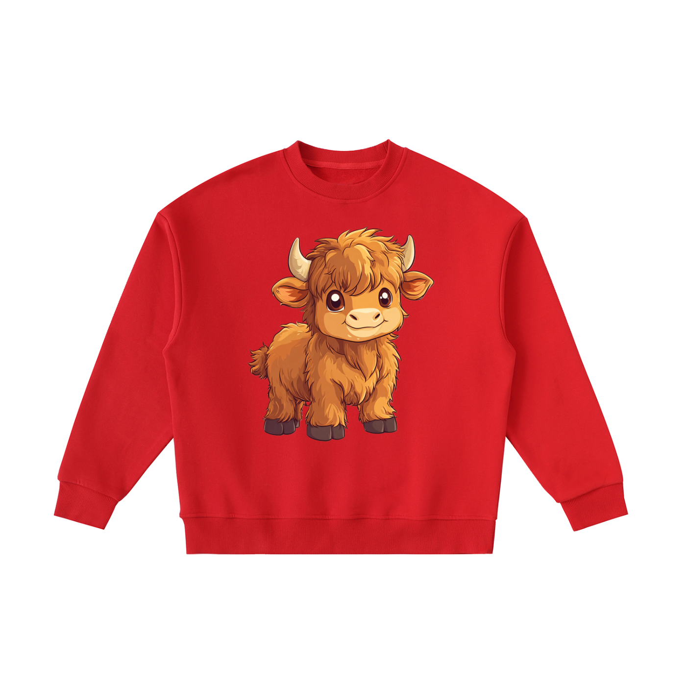 Kids Fleece Crewneck Sweatshirt - Highland Cow