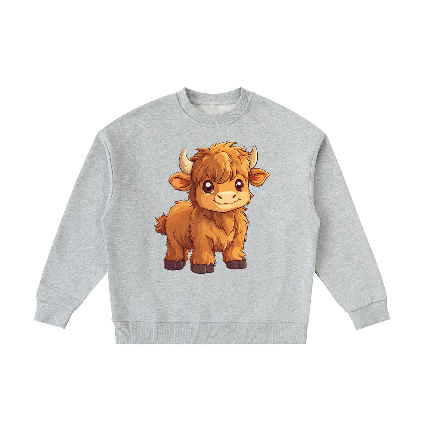 Kids Fleece Crewneck Sweatshirt - Highland Cow