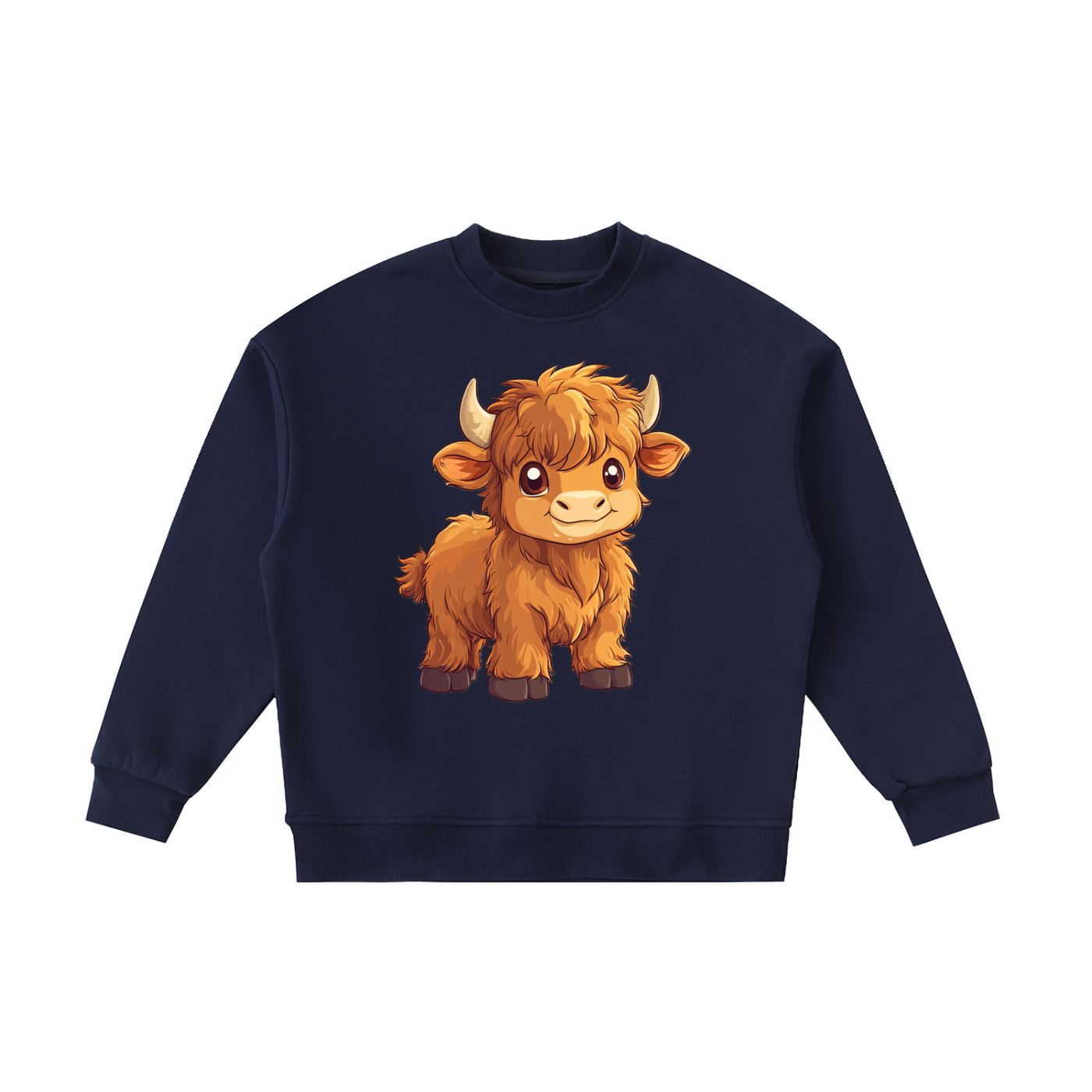 Kids Fleece Crewneck Sweatshirt - Highland Cow